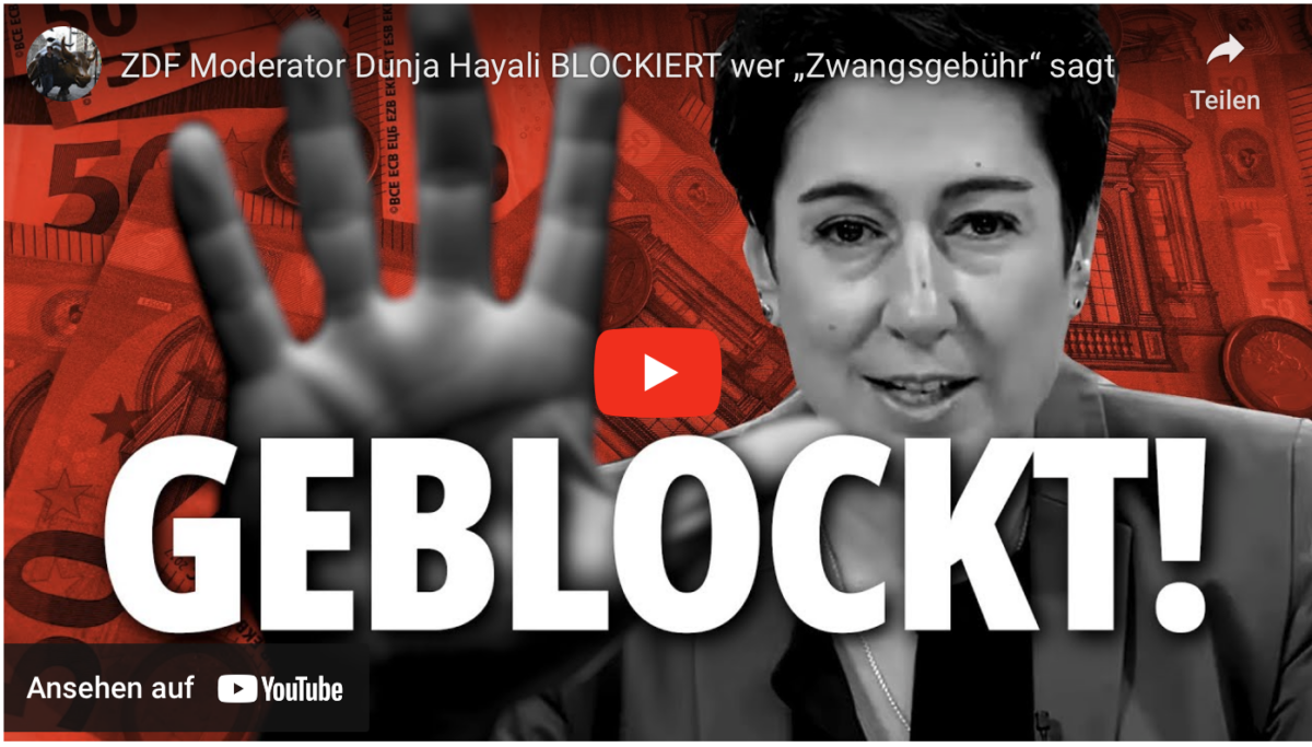 ZDF Moderator Dunja Hayali BLOCKIERT wer „Zwangsgebühr“ sagt