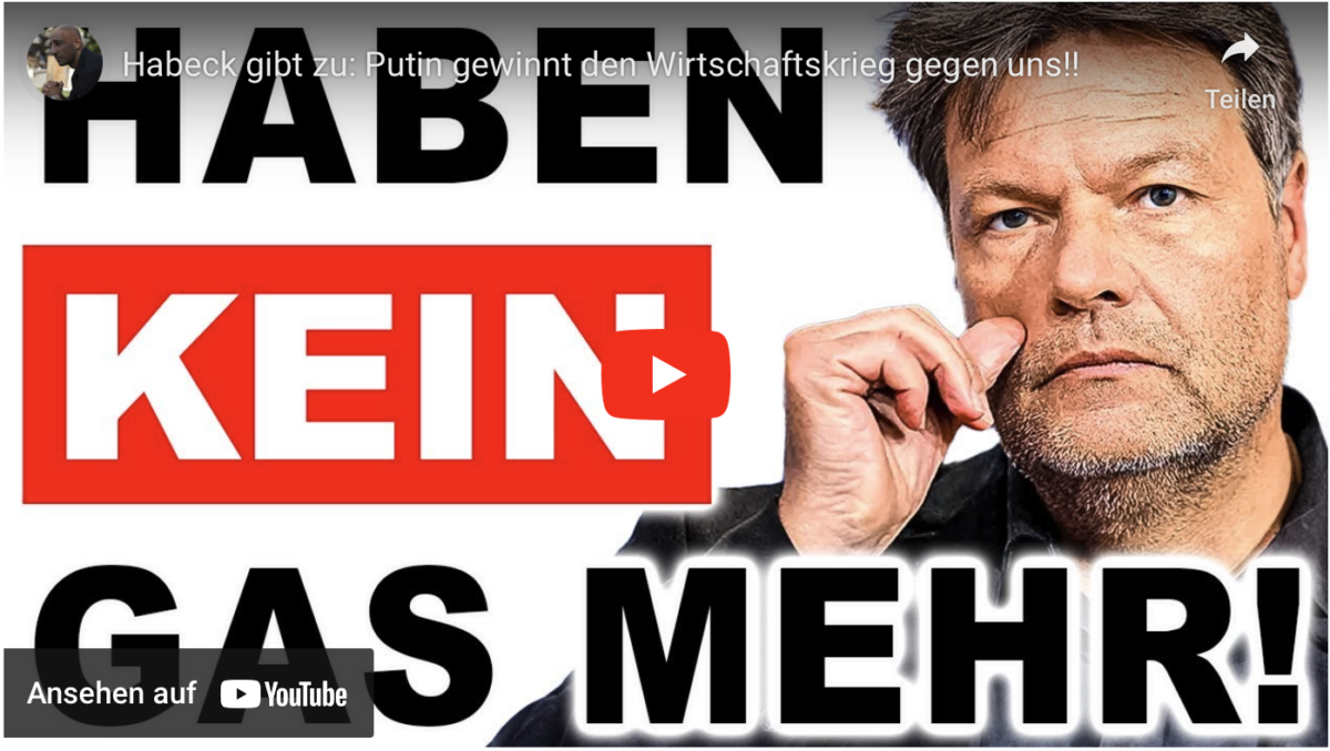 Habeck gibt zu: Putin gewinnt den Wirtschaftskrieg gegen uns!!