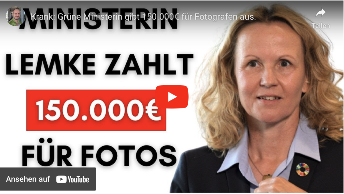 Krank: Grüne Ministerin gibt 150.000€ für Fotografen aus.