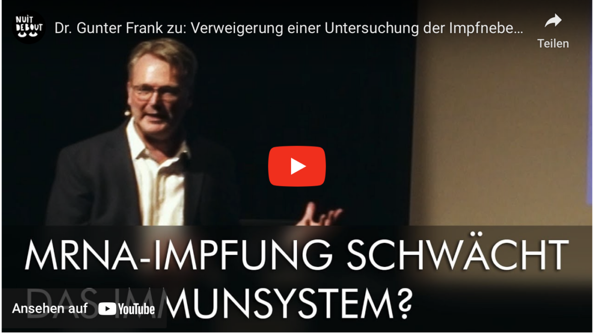 Dr. Gunter Frank zu: Verweigerung einer Untersuchung der Impfnebenwirkungen und die Folgen