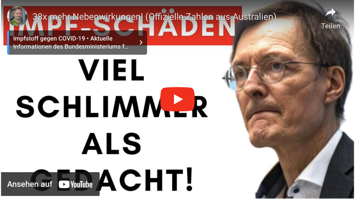 38x mehr Nebenwirkungen! (Offizielle Zahlen aus Australien)