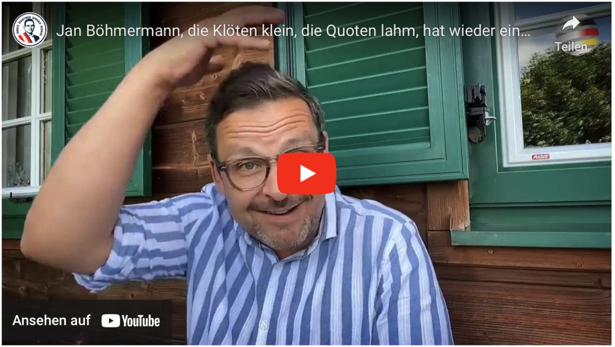 Jan Böhmermann, die Klöten klein, die Quoten lahm, hat wieder einmal zugeschlagen.