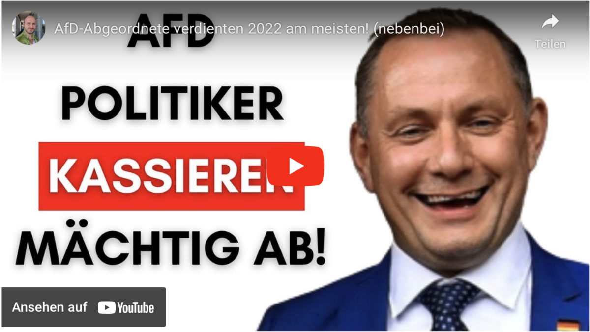 AfD-Abgeordnete verdienten 2022 am meisten! (nebenbei)!