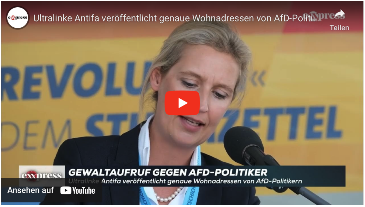 Ultralinke Antifa veröffentlicht genaue Wohnadressen von AfD-Politikern