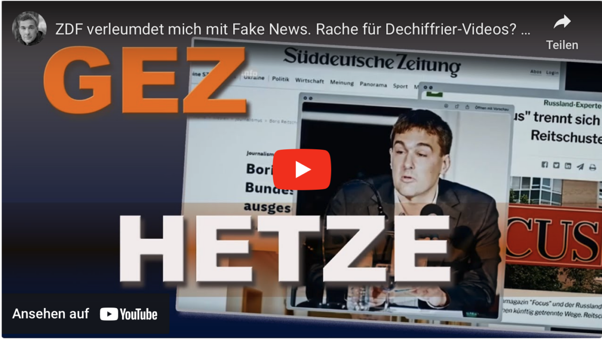 ZDF verleumdet mich mit Fake News. Rache für Dechiffrier-Videos? Dazu mein neues DECHIFFRIER-Video!