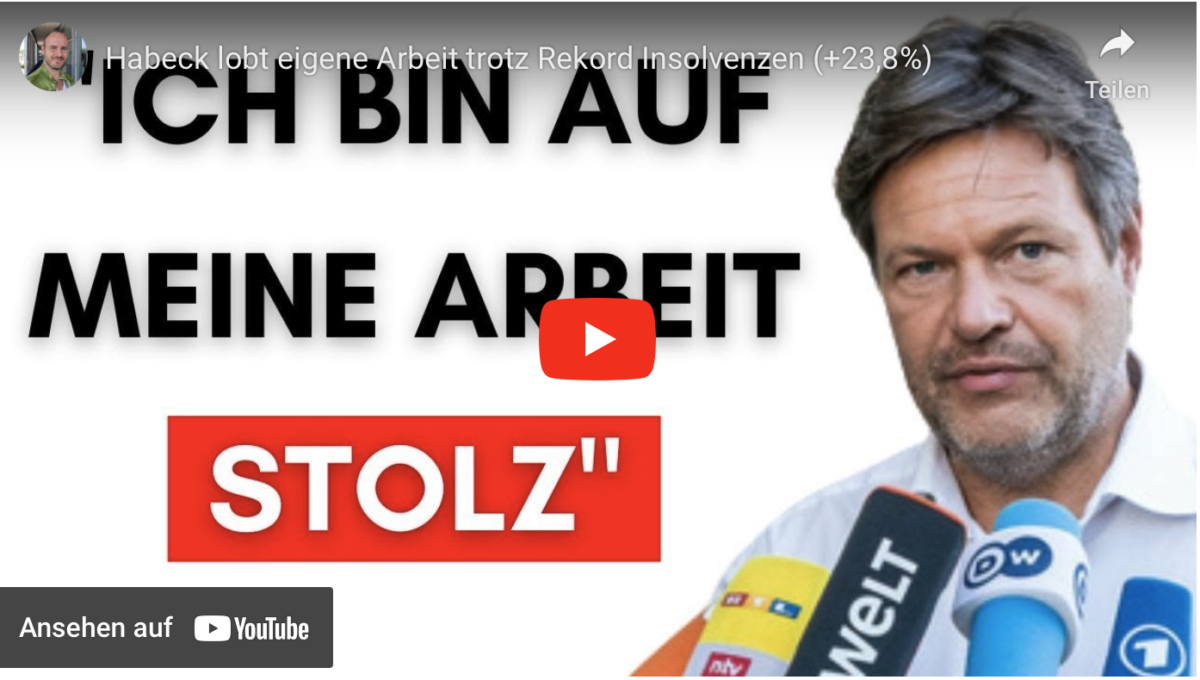 Habeck lobt eigene Arbeit trotz Rekord Insolvenzen (+23,8%)