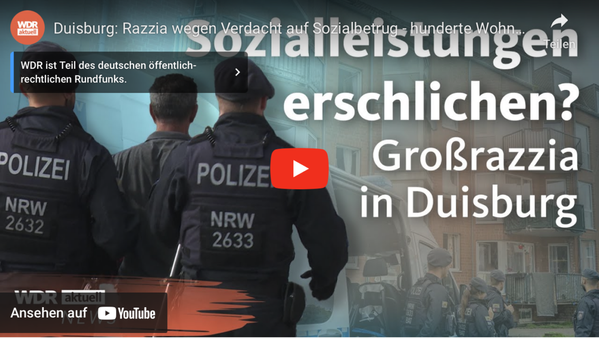 Duisburg: Razzia wegen Verdacht auf Sozialbetrug – hunderte Wohnungen durchsucht