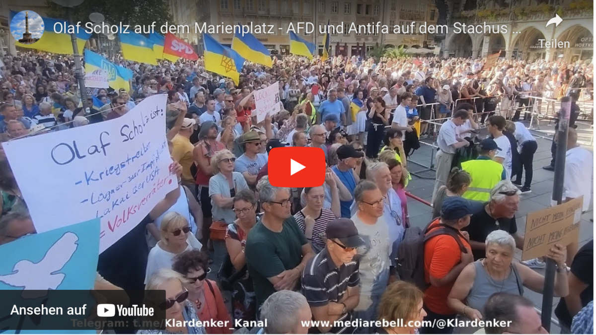 Olaf Scholz auf dem Marienplatz – AFD und Antifa auf dem Stachus München 18.08.23