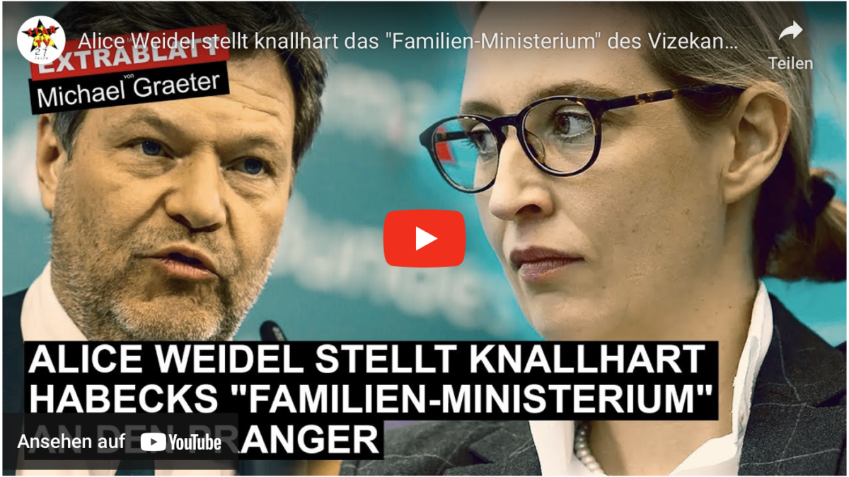 Alice Weidel stellt knallhart das „Familien-Ministerium“ des Vizekanzlers Habeck an den Pranger