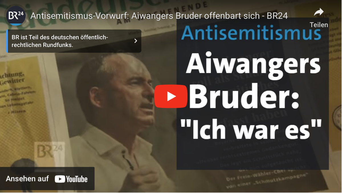 Antisemitismus-Vorwurf: Aiwangers Bruder offenbart sich – BR24