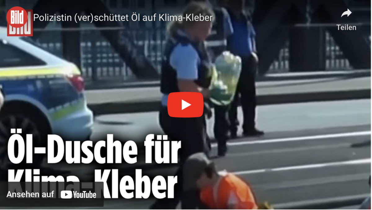 Polizistin (ver)schüttet Öl auf Klima-Kleber!