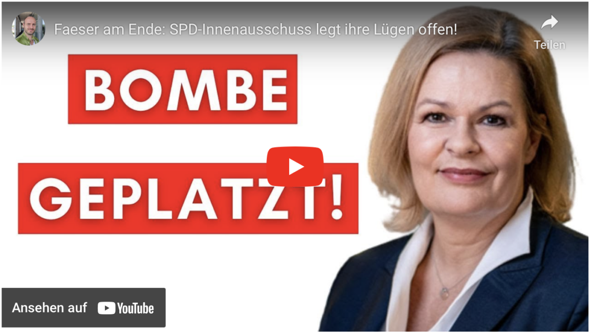 Faeser am Ende: SPD-Innenausschuss legt ihre Lügen offen!