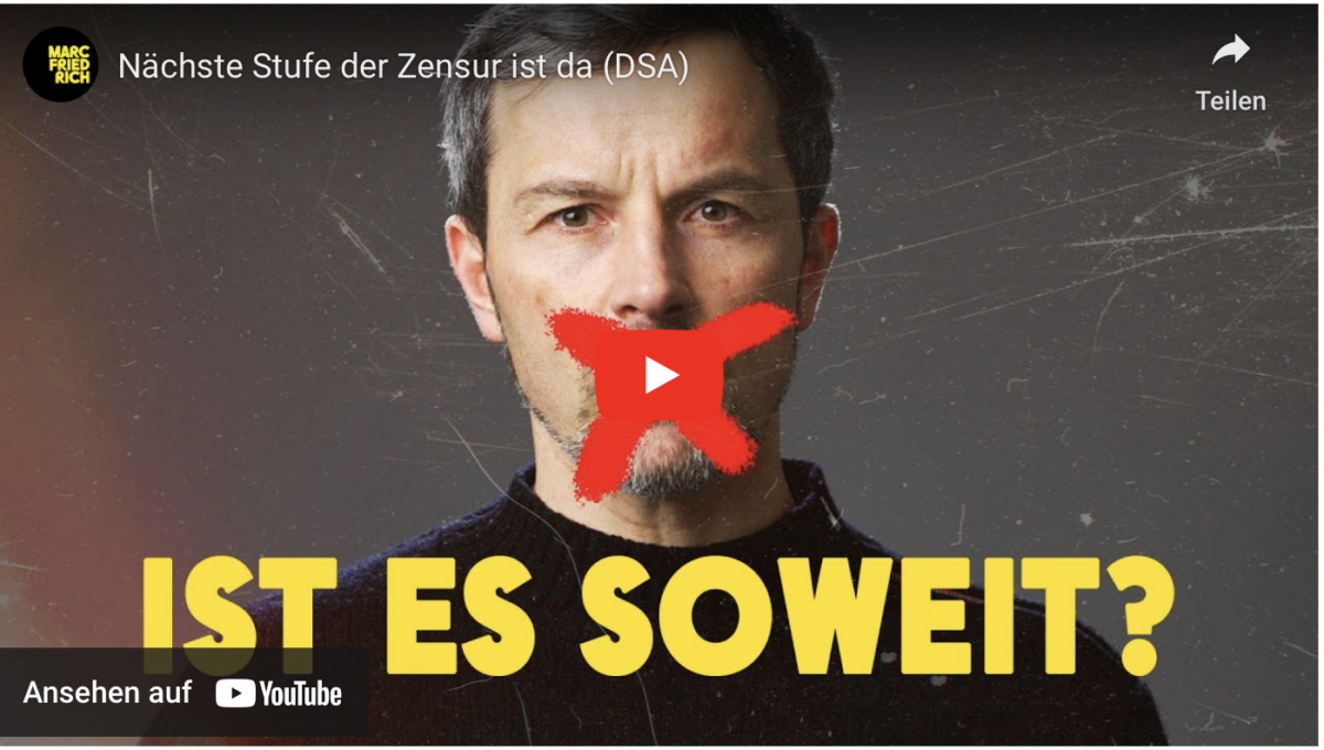 Nächste Stufe der Zensur ist da (DSA)