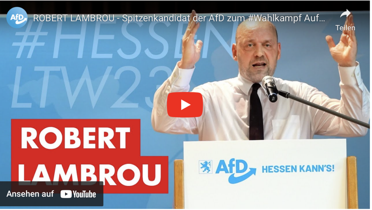 ROBERT LAMBROU – Spitzenkandidat der AfD zum #Wahlkampf Auftakt in Gelnhausen | 09.09.23