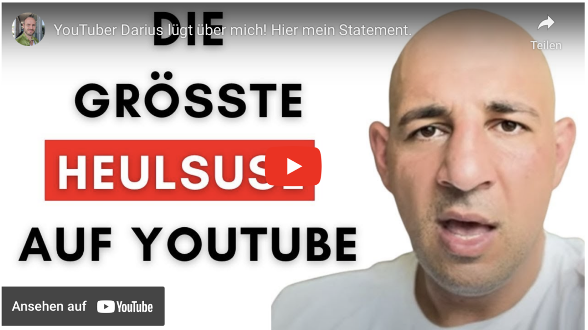 YouTuber Darius lügt über mich! Hier mein Statement.