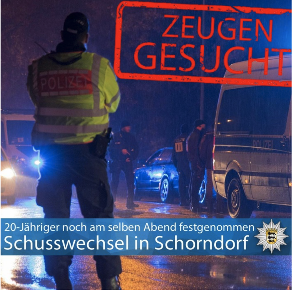 Nach Schüssen aus Auto in Schorndorf befindet sich ein 20-Jähriger in Untersuchungshaft!