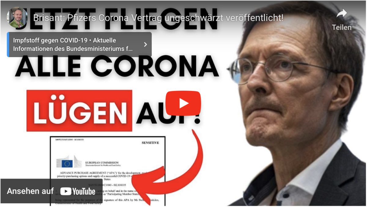 Brisant: Pfizers Corona Vertrag ungeschwärzt veröffentlicht!