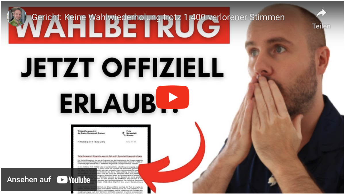Gericht: Keine Wahlwiederholung trotz 1.400 verlorener Stimmen! Wahlbetrug offiziell erlaubt!