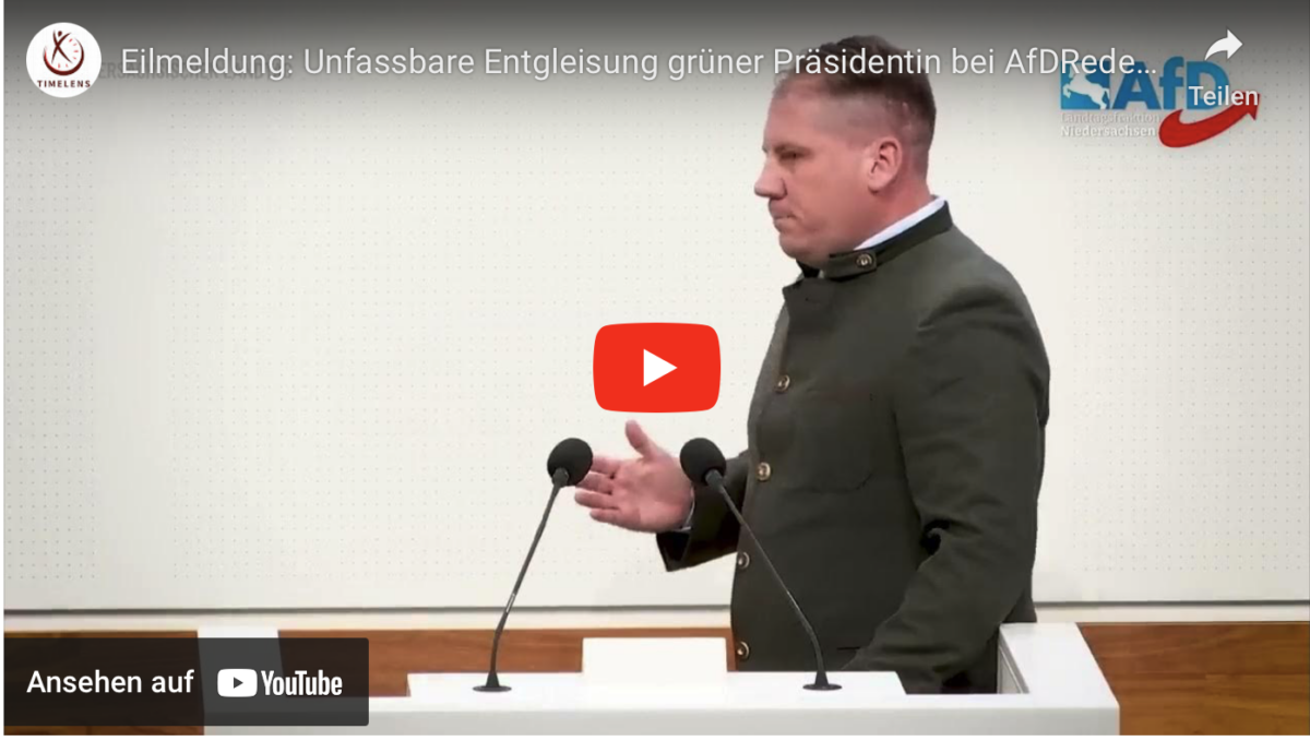 Eilmeldung: Unfassbare Entgleisung grüner Präsidentin bei AfDRede Peer Lilienthal AfD!
