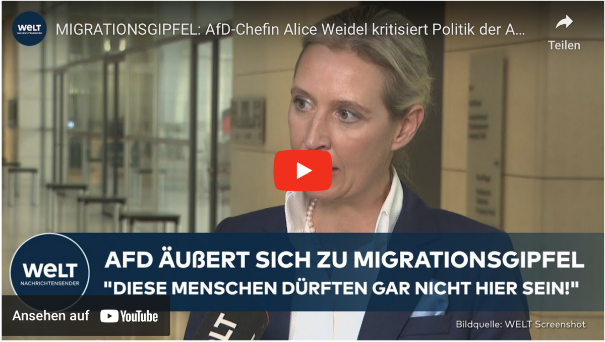 MIGRATIONSGIPFEL: AfD-Chefin Alice Weidel kritisiert Politik der Ampel!