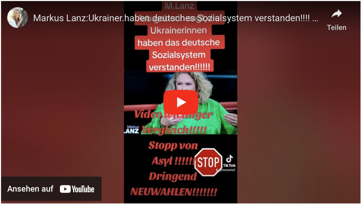 Markus Lanz: Ukrainer haben deutsches Sozialsystem verstanden!!!! Jetzt NEUWAHLEN!!!!!!! Stopp ASYL