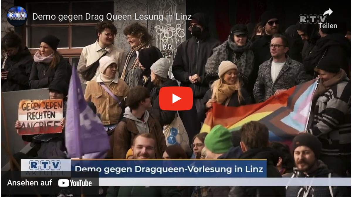 Demo gegen Drag Queen Lesung in Linz