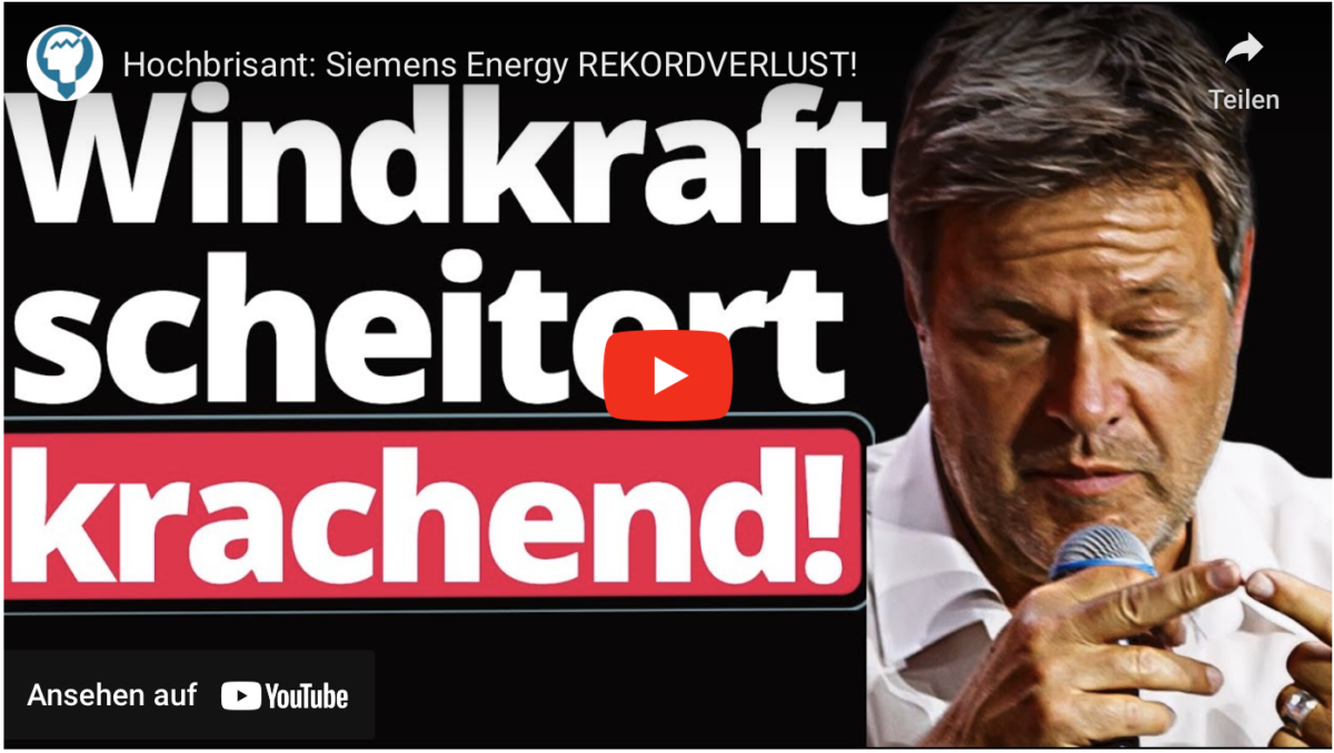 Hochbrisant: Windkraft scheitert krachend! Siemens Energy REKORDVERLUST!