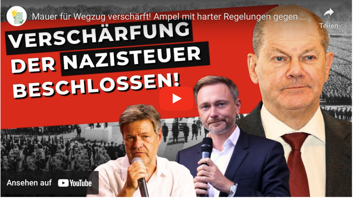 Mauer für Wegzug verschärft! Ampel mit harter Regelungen gegen Abwanderung von Nettosteuerzahlern!