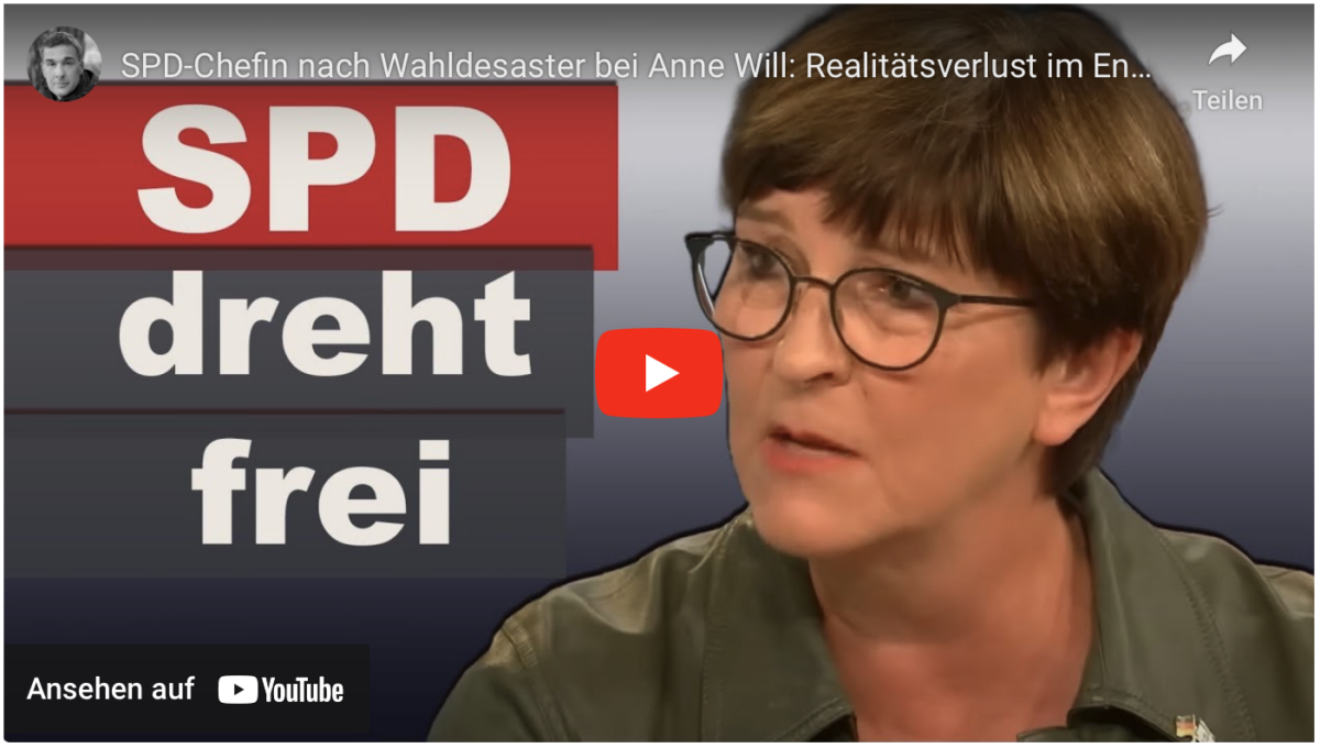 SPD-Chefin nach Wahldesaster bei Anne Will: Realitätsverlust im Endstadium. AfD muss draußen bleiben!