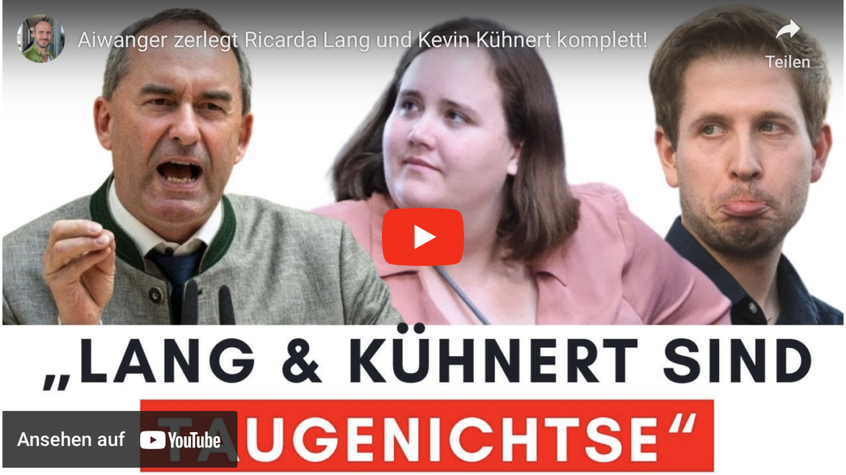 Aiwanger zerlegt Ricarda Lang und Kevin Kühnert komplett!