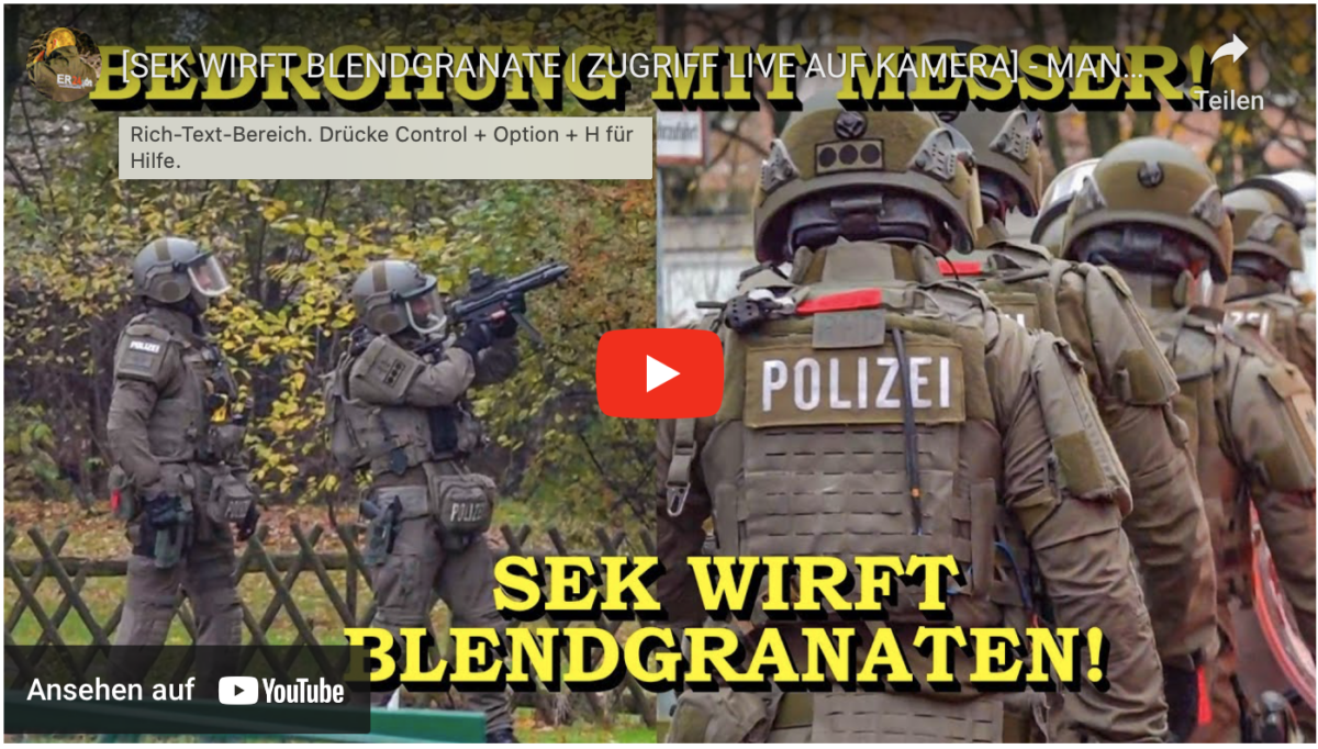 SEK WIRFT BLENDGRANATE | ZUGRIFF LIVE AUF KAMERA] – MANN MIT MESSER BEDROHT POLIZEI – | HAMBURG