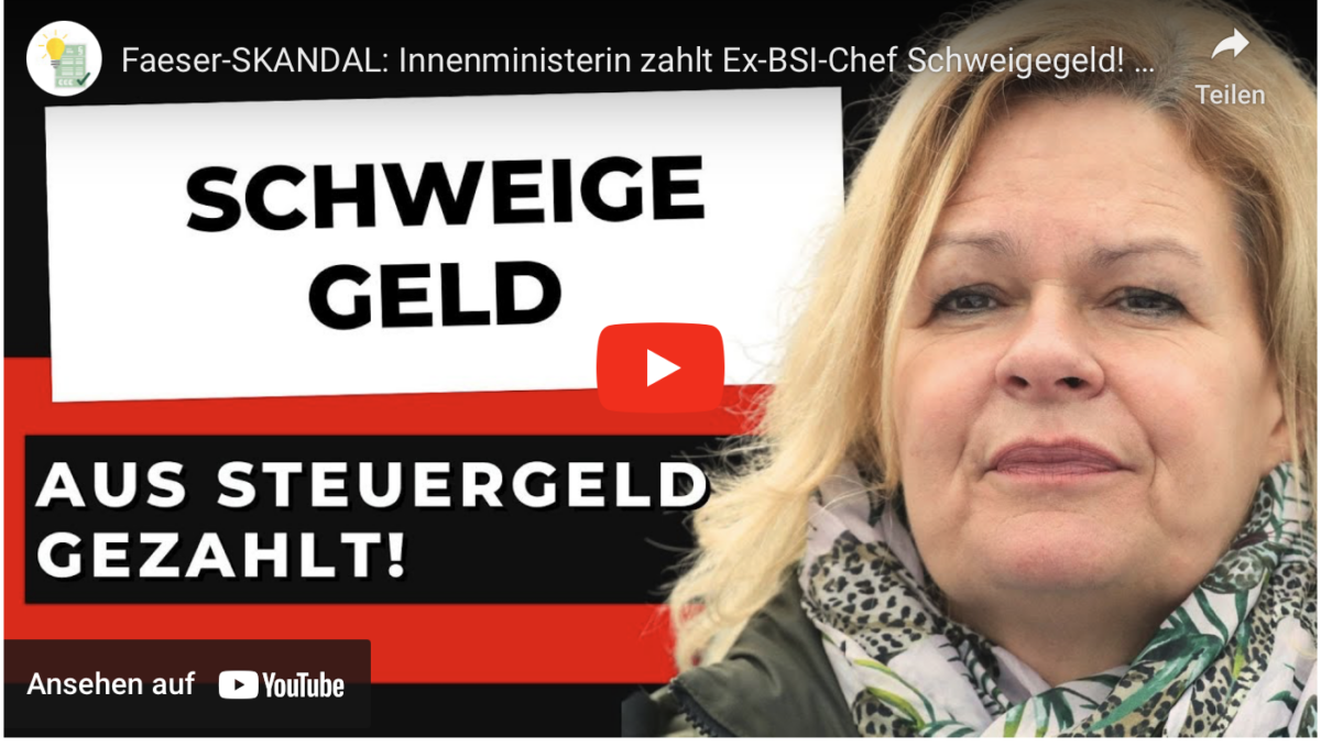 Faeser-SKANDAL: Innenministerin zahlt Ex-BSI-Chef Schweigegeld! (Arne Schönbohm)