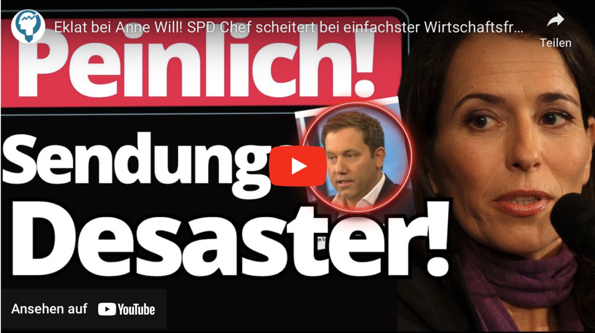 Eklat bei Anne Will! SPD Chef scheitert bei einfachster Wirtschaftsfrage!