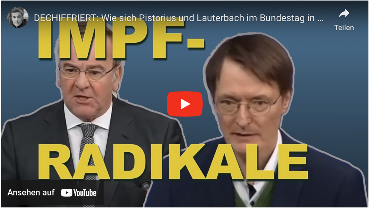 Impf-Radikale – DECHIFFRIERT: Wie sich #Pistorius und #Lauterbach im Bundestag in Sachen „Pieks“ selbst entlarven!