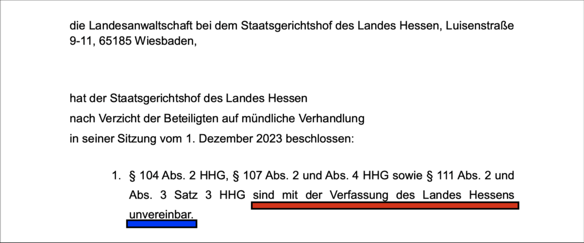 Paukenschlag im Lande Hessen! Schwarz-Grüne Reglung zur Polizeiausbildung verfassungswidrig!