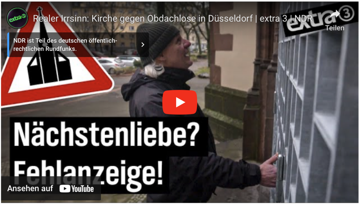 Realer Irrsinn: Kirche gegen Obdachlose in Düsseldorf!