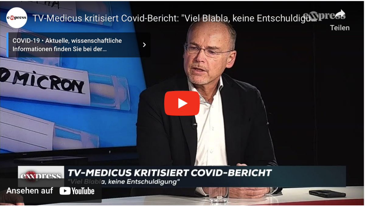TV-Medicus kritisiert Covid-Bericht: „Viel Blabla, keine Entschuldigung“