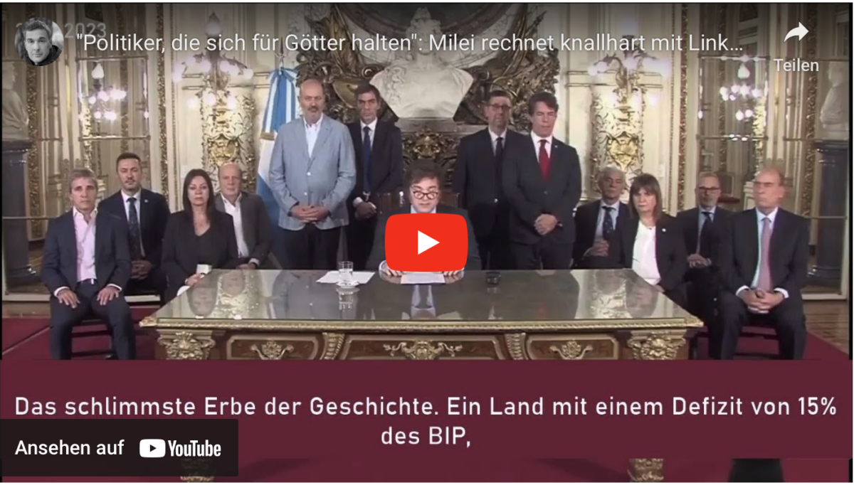„Politiker, die sich für Götter halten“: Milei rechnet knallhart mit Linken und Staatglaubigkeit ab