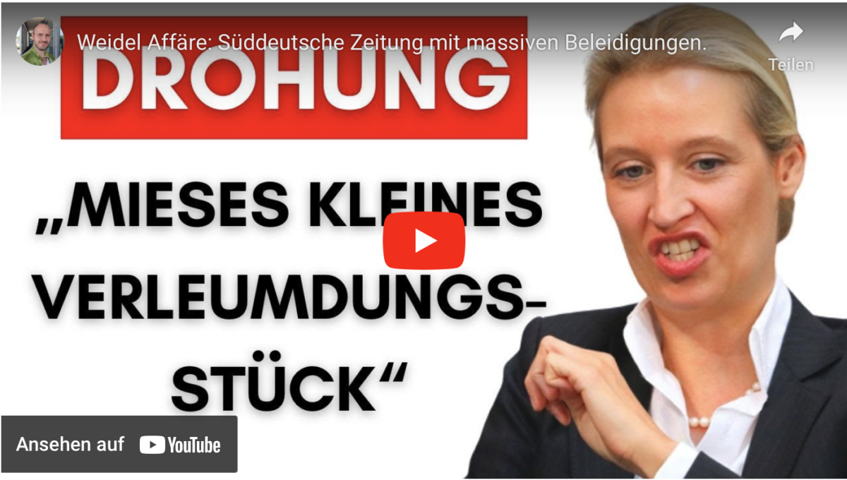Weidel Affäre: Süddeutsche Zeitung mit massiven Beleidigungen.