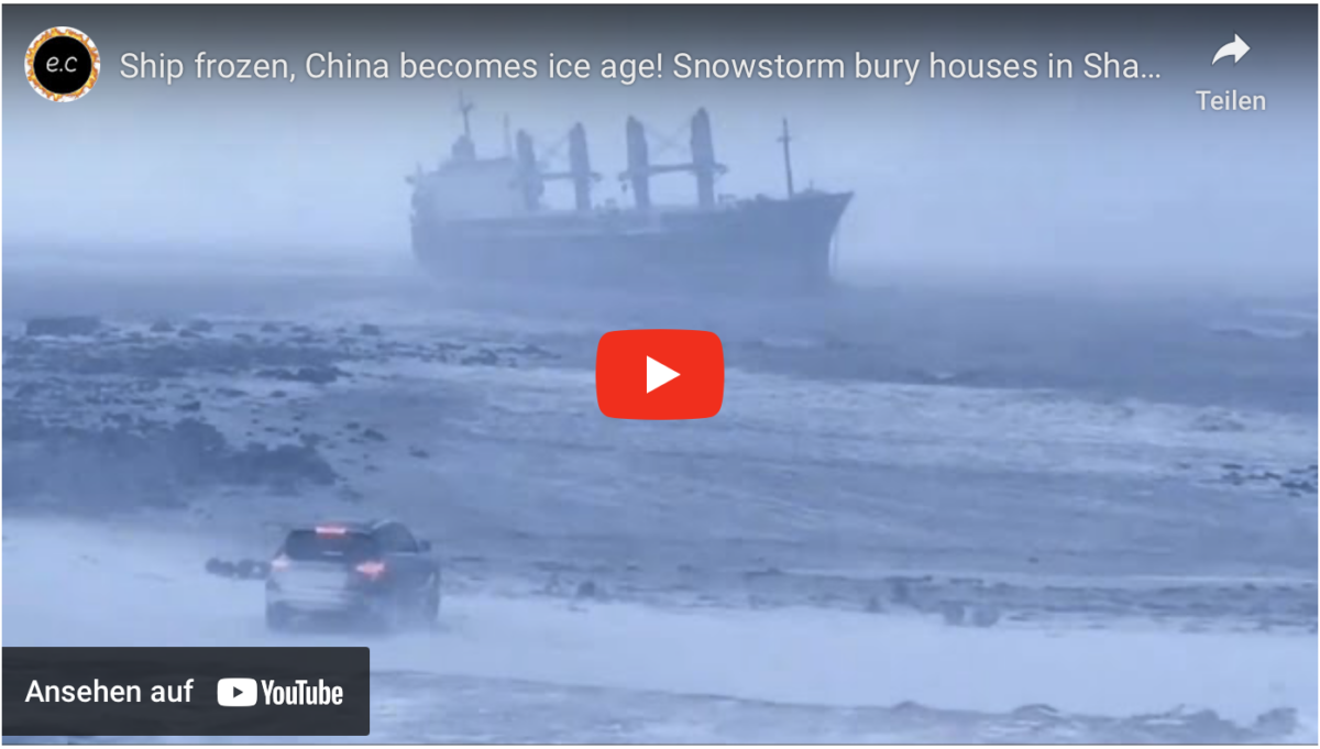 Schiff eingefroren, China wird Eiszeit! Schneesturm begräbt Häuser in Shandong