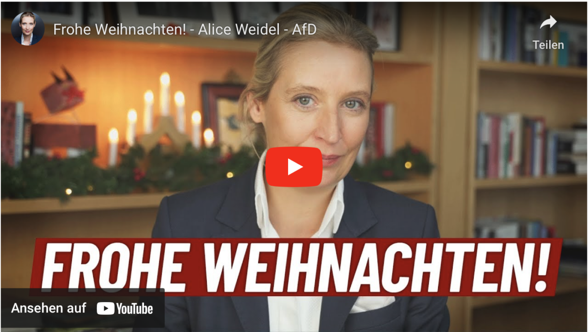 Frohe Weihnachten! Weihnachtsansprache von Alice Weidel – AfD