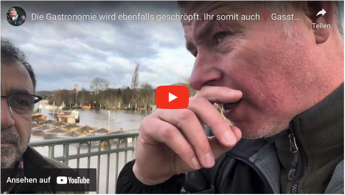 Die Gastronomie wird ebenfalls geschröpft. Ihr somit auch! Gassteuer kommt ja auch noch!