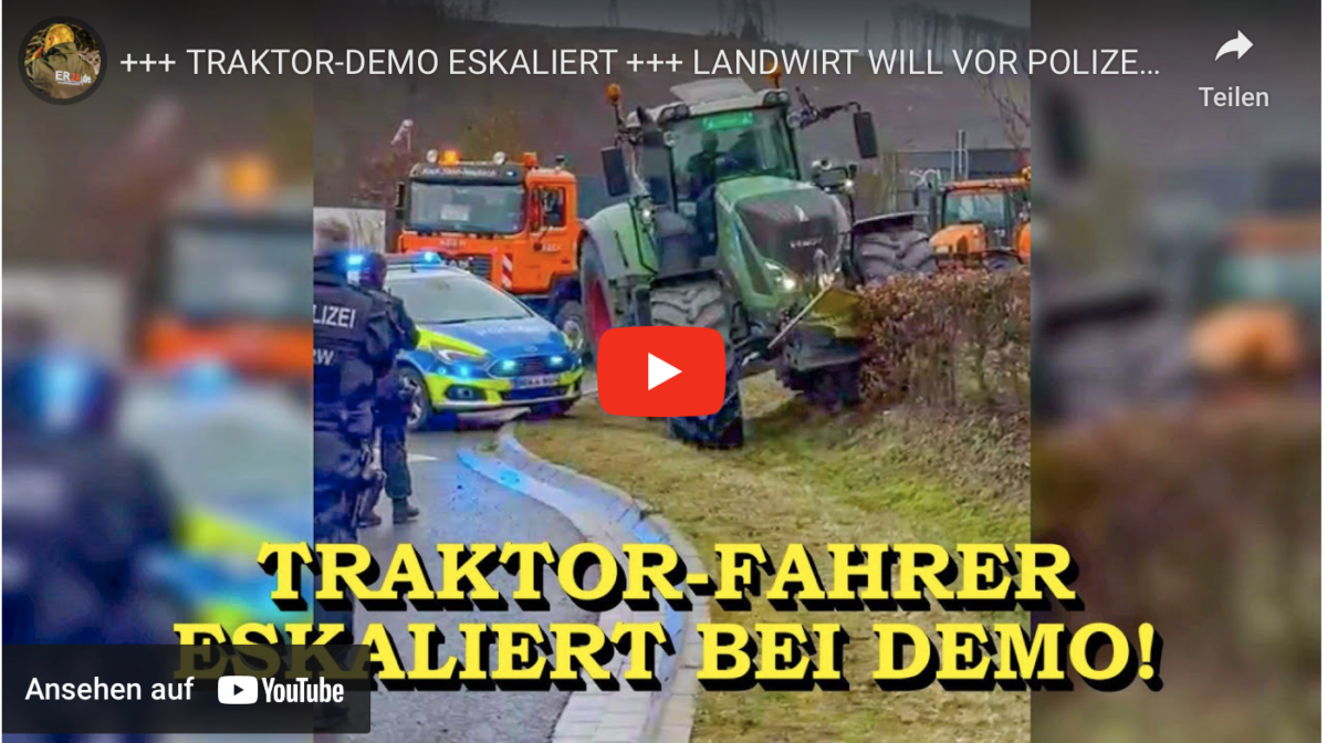 +++ TRAKTOR-DEMO ESKALIERT +++ LANDWIRT WILL VOR POLIZEI FLÜCHTEN | SPEKTAKULÄRES POLIZEI-MANÖVER