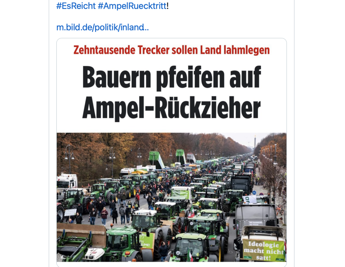 Generalstreik 08.01.2024 bleibt bestehen! Bauer lehnen Ampel-Angebot ab!