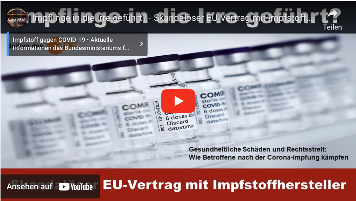 Impflinge in die Irre geführt? – Skandalöser EU-Vertrag mit Impfstoffhersteller!