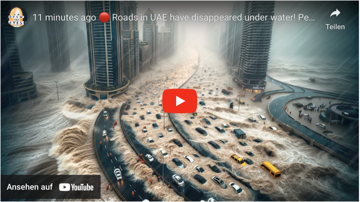 Vor 11 Minuten die Straßen in den Vereinigten Arabischen Emiraten sind unter Wasser verschwunden!