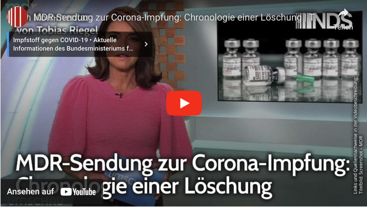 MDR-Sendung zur Corona-Impfung: Chronologie einer Löschung!