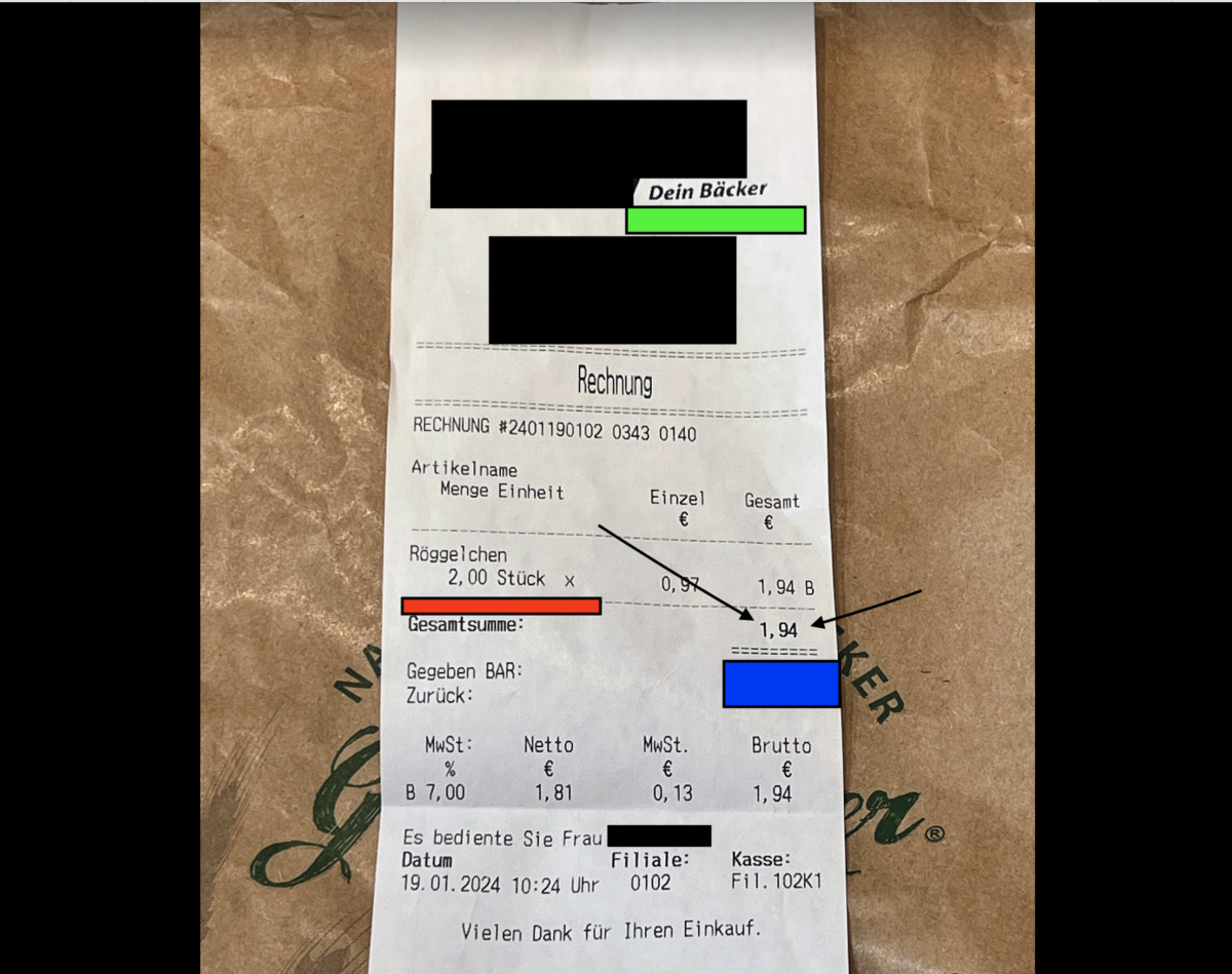 Hammer-Inflation in Hessen! Zwei Roggen-Brötchen kosten fast 4 DM / (1,94 Euro)!