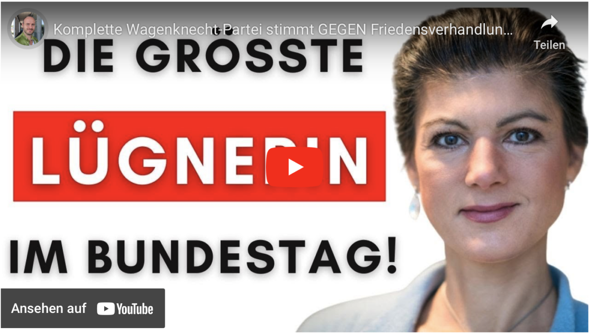 Komplette Wagenknecht-Partei stimmt GEGEN Friedensverhandlungen!