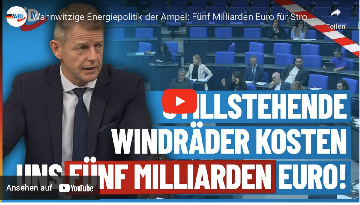 Wahnwitzige Energiepolitik der Ampel: Fünf Milliarden Euro für Strom, der nie erzeugt wurde!